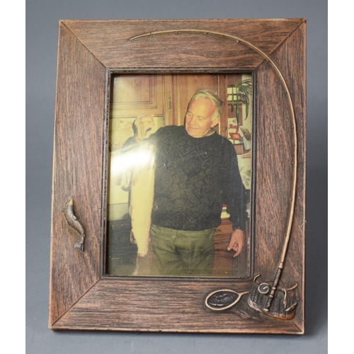 A Modern Rectangular Easel Back Photo Frame with Relief Fly Fishing  Decoration, 25cm high