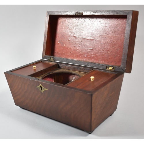 5 - A 19th Century Sarcophagus Shaped Mahogany Tea Caddy with Hinged Lid to Central Mixing Well {No Bowl... 