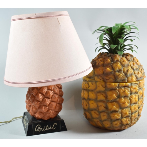 63 - A Mid 20th Century Novelty Pub Table Lamp by Britvic and a Pineapple Ice Bucket