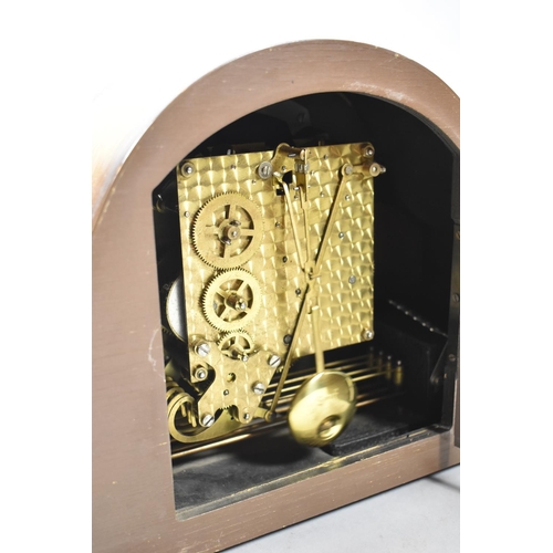 65 - A 1950's Westminster Chime Mantle Clock, Walnut Case, 29cm wide