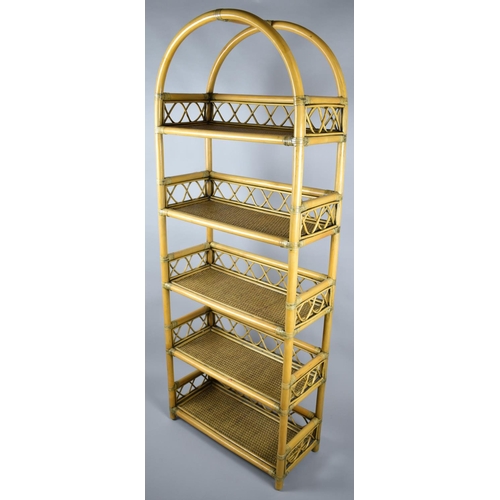 67 - A Modern Bamboo Five Shelf Dome Topped Unit, 66cm wide