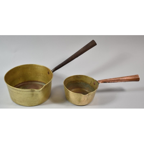 79 - Two Vintage Brass Saucepans