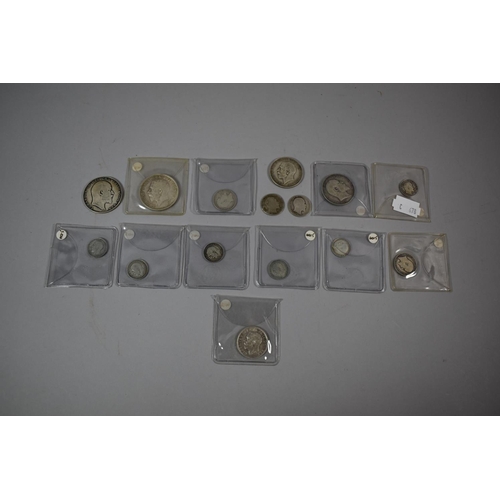 81 - A Collection of Edwardian British Silver Coinage to Include Two Crowns, Two Florins, One Shilling, F... 