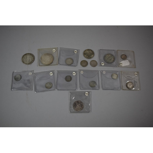 81 - A Collection of Edwardian British Silver Coinage to Include Two Crowns, Two Florins, One Shilling, F... 