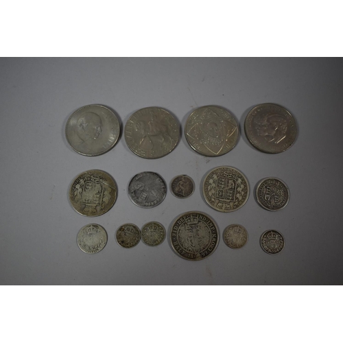 83 - A Collection of Ten Georgian and Victorian Silver Coins and Four QEII Crowns