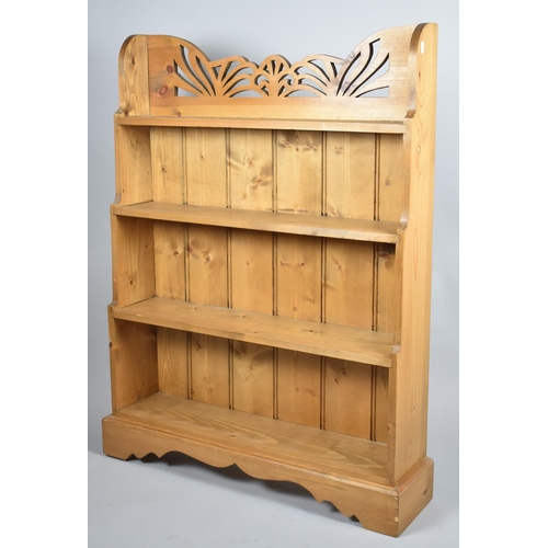 85 - A Pine Four Shelf Open Bookcase with Pierced Gallery, 81cm wide