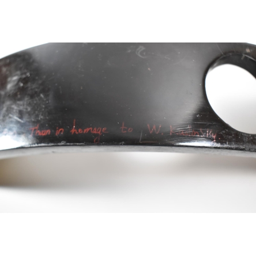 89 - A Vintage Wooden Handled Corkscrew with Brush and a Hand Painted Modern Wine Bottle Holder