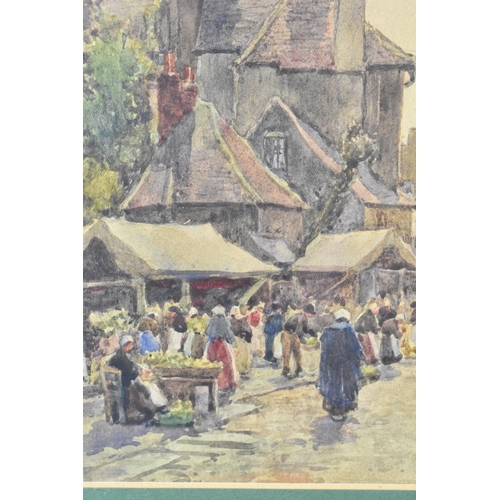 93 - A Framed Watercolour Depicting Market Scene, Signed JW Milliken, 24x16cm