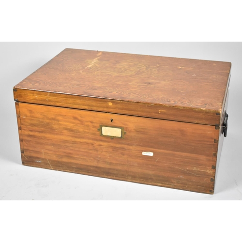 95 - A Vintage Wooden Storage Box with Metal Carrying Handles, 71.5cm wide