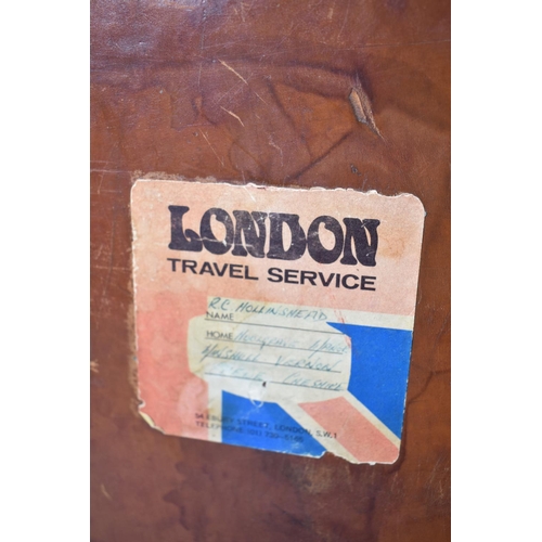 96 - A Vintage Leather Suitcase Monogrammed EBM, 66cm wide