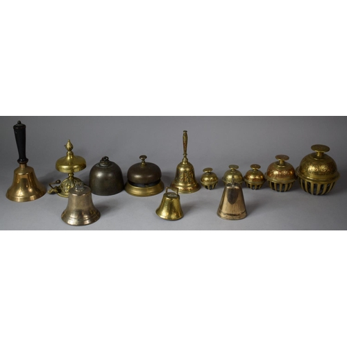 119 - A Collection of Various Hand Bells, Counter and Reception Bells, Temple Bells etc