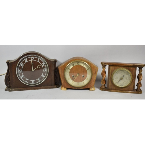 126 - A Smiths 1950's Mantle Clock, Aneroid Barometer and Electric Mantle Clock