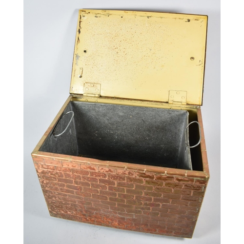 143 - An Early 20th Century Copper and Metal Coal Box with Brick Design Complete with Metal Liner, 41cm wi... 