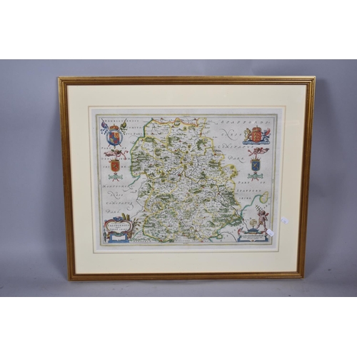 145 - A Shropshire County Map After Johannes Blaeu' Coloured Engraving, 