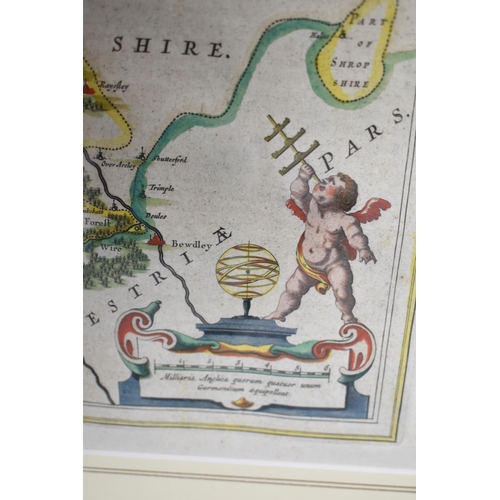 145 - A Shropshire County Map After Johannes Blaeu' Coloured Engraving, 