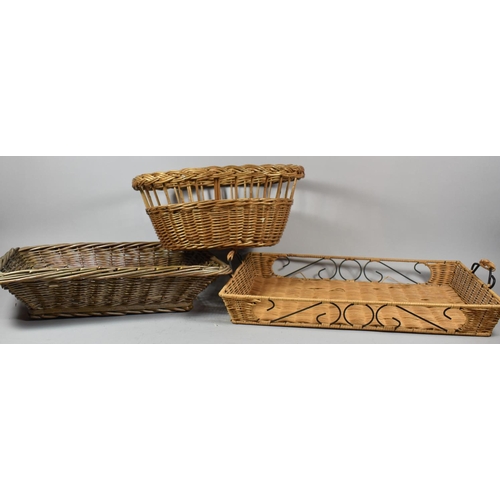 151 - Two Modern Wicker Trays and a Basket