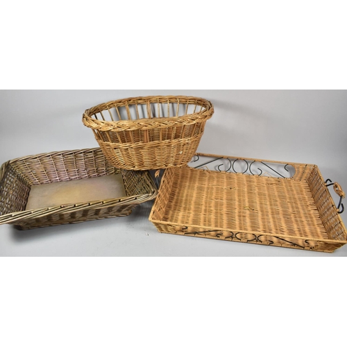 151 - Two Modern Wicker Trays and a Basket