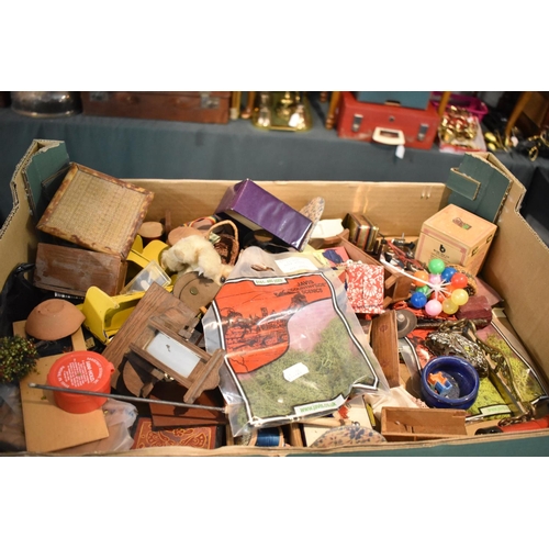 174 - A Box of Vintage Toys and Sundries, Dolls House Furniture etc