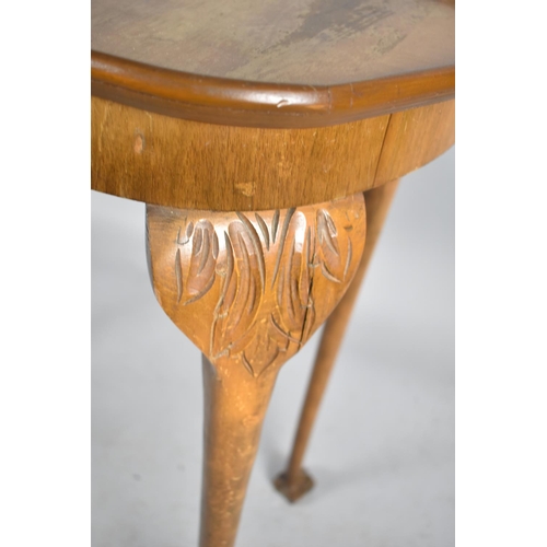 188 - A Mid 20th Century Walnut Kidney Shaped Occasional Table on Extended Cabriole Supports, 73cm wide