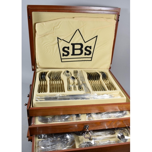 195 - A New and Unused SBS Canteen of Cutlery, The Case Damaged but Cutlery Intact and Complete, 48cm wide