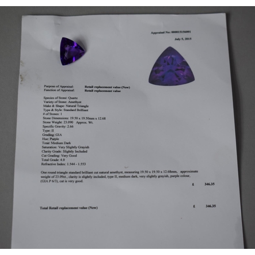 234 - A Natural Amethyst Gem Stone with Appraisal Valuation £346.35