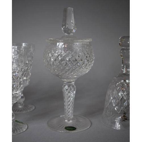 258 - A Collection of Stuart Crystal Mansfield Pattern Glassware to include Twelve Champagne Flutes, Bell,... 