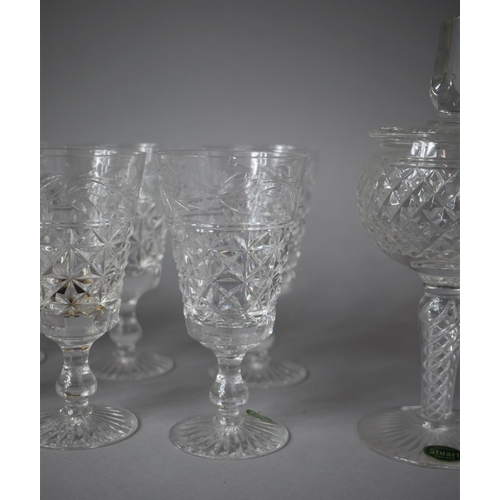 258 - A Collection of Stuart Crystal Mansfield Pattern Glassware to include Twelve Champagne Flutes, Bell,... 