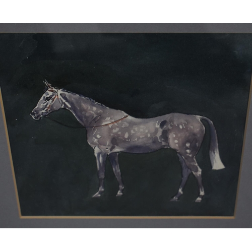 260 - A Framed Double Watercolour of Horses, Frame 52cm high