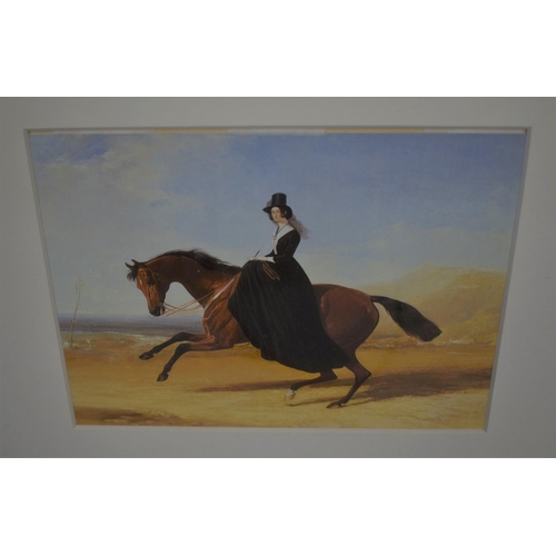 261 - A Framed Double Horse Print, 51cm high