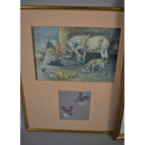 263 - Two Framed Double Prints, Horses, Blacksmith and Terriers