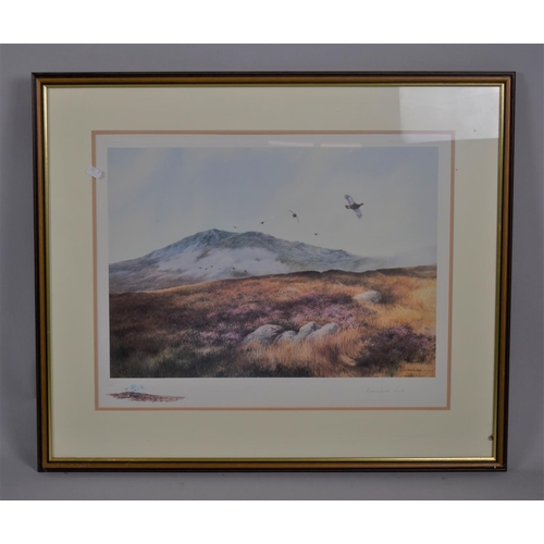 285 - A Framed Berrisford Hill Sporting Print, Grouse in Flight, 53cm wide