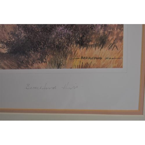 285 - A Framed Berrisford Hill Sporting Print, Grouse in Flight, 53cm wide