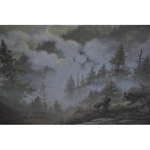 298 - An American Wild Heritage Commemorative Art Print Depicting Bears in Forest, 60cm wide