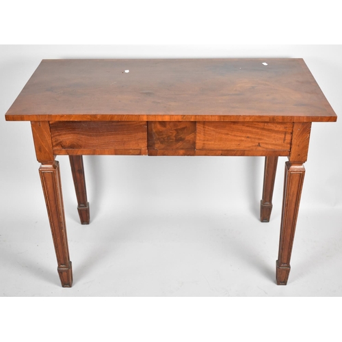 35 - A Mahogany Rectangular Side Table with Crossbanded Top and Two Drawers on Square Tapering Legs with ... 