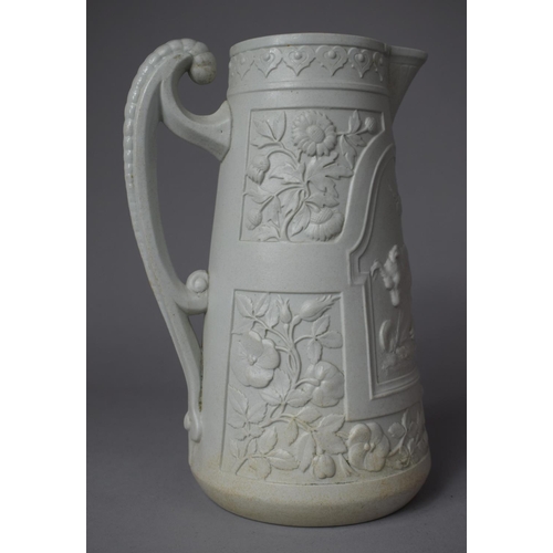 357 - A 19th Century Ewer with Moulded Relief Decoration, Dutch Gouda Vases, Shorter Cylindrical Vase (Mos... 