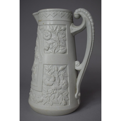 357 - A 19th Century Ewer with Moulded Relief Decoration, Dutch Gouda Vases, Shorter Cylindrical Vase (Mos... 