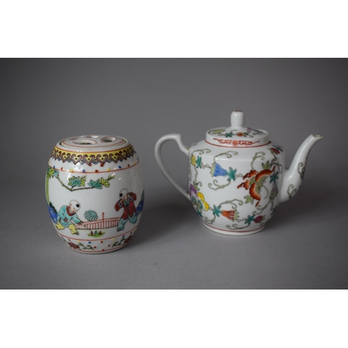 365 - A Mid 20th Century Chinese Teapot and Matching Tea Caddy