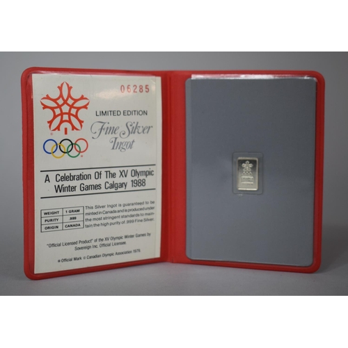 378 - A Sterling Silver Sugar Bow and Silver Ingot From the Calgary Games 1988