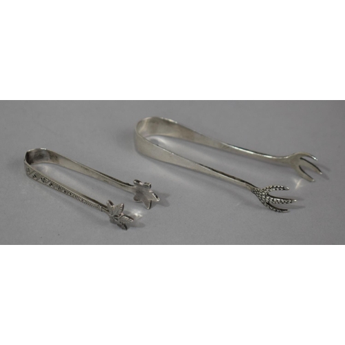 391 - Two Silver Sugar Bows, Sheffield 1896 and Birmingham 1927, 7cm Long