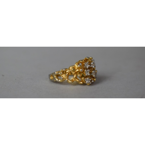 413 - A Good Quality Costume Jewellery Ring, 1970 Style, Stamped 18K HGEA but NOT Testing as Gold