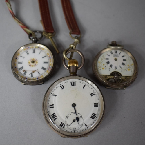 430 - Three Silver Continental Pocket Watches, all In Need of Attention