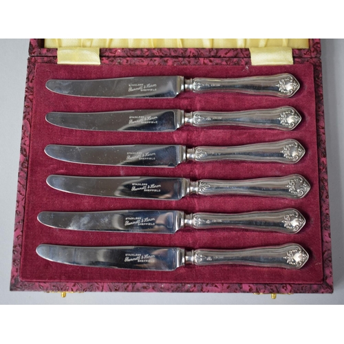 437 - A Cased Set of Six Silver Handled Fruit Knives, Sheffield 1945