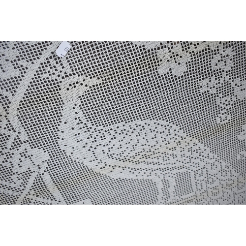 439 - A Framed Lacework Panel Depicting Peacock, 81cm high