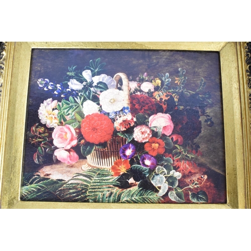 440 - A Set of Seven Gilt Framed Limited Edition Prints on Canvas, Flower Studies, 23.5cm wide