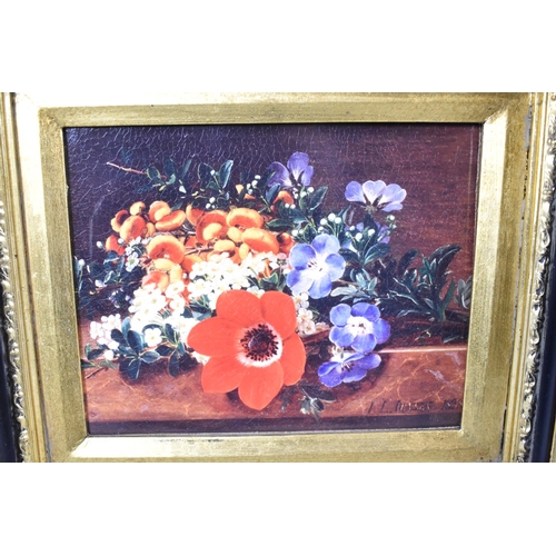 440 - A Set of Seven Gilt Framed Limited Edition Prints on Canvas, Flower Studies, 23.5cm wide