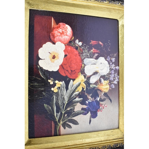 440 - A Set of Seven Gilt Framed Limited Edition Prints on Canvas, Flower Studies, 23.5cm wide