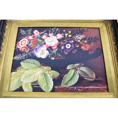 440 - A Set of Seven Gilt Framed Limited Edition Prints on Canvas, Flower Studies, 23.5cm wide