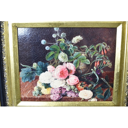 440 - A Set of Seven Gilt Framed Limited Edition Prints on Canvas, Flower Studies, 23.5cm wide