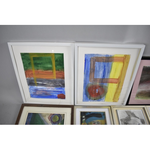 442 - A Collection of Various Framed Abstract Artwork and Modern Art Portraits