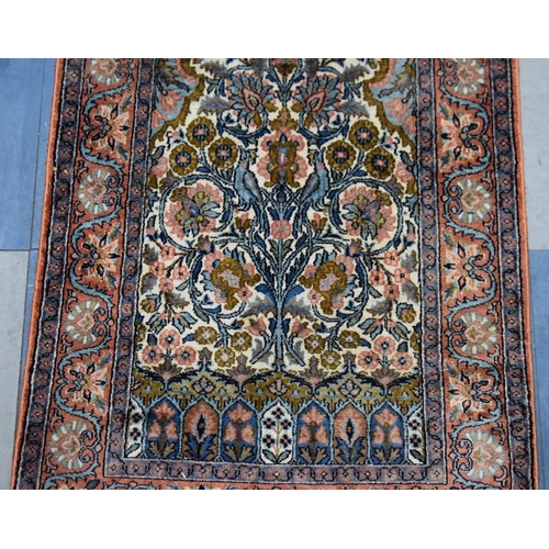 509 - A Small Rectangular Silk Rug, 106x59cm